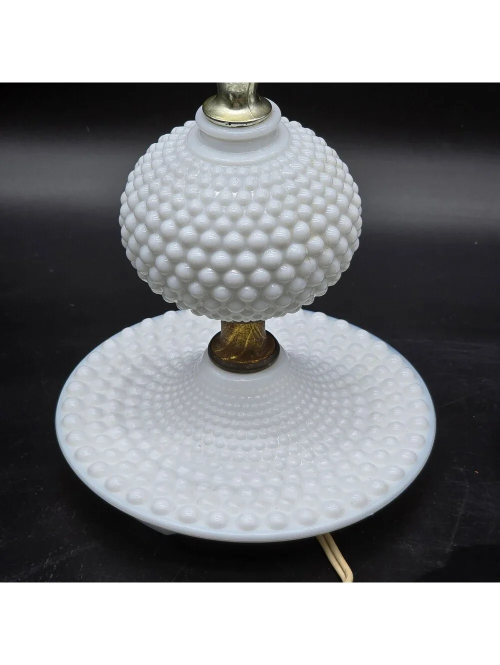 Vintage Hobnail Milk Glass Boudoir Lamps Pair Mid Century Fenton Style Set of 2